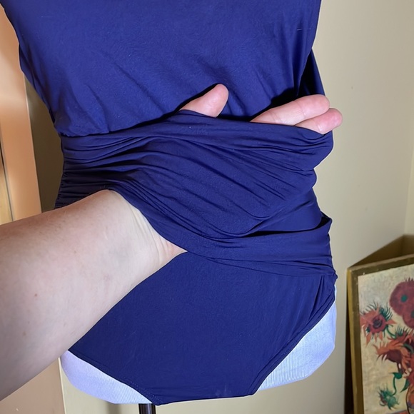 DKNY Size 14  Elegant Classic Swimsuit Wrap Layered Mallot ScoopNeck $89 NEW - Picture 11 of 15